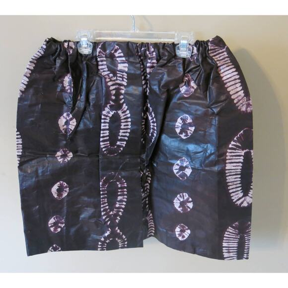 AFRICAN Handmade Ankara Skirt/Top Button Short Sleeve Waxy Material Purple/White - Picture 6 of 7